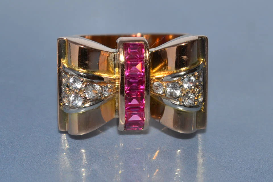 Bague tank or et diamants