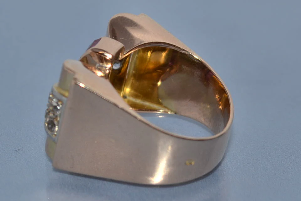 Bague tank or et diamants - Image 3