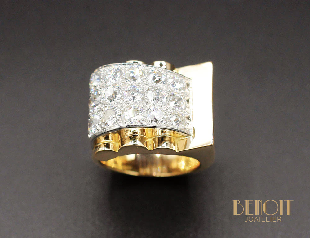Bague Tank Or et Diamants - Image 2