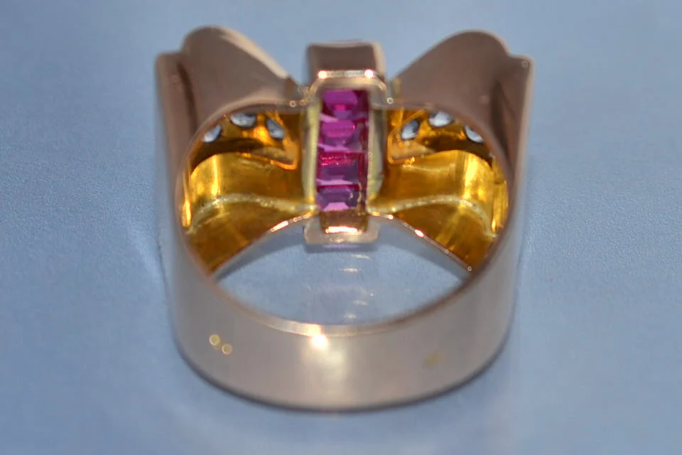 Bague tank or et diamants - Image 4