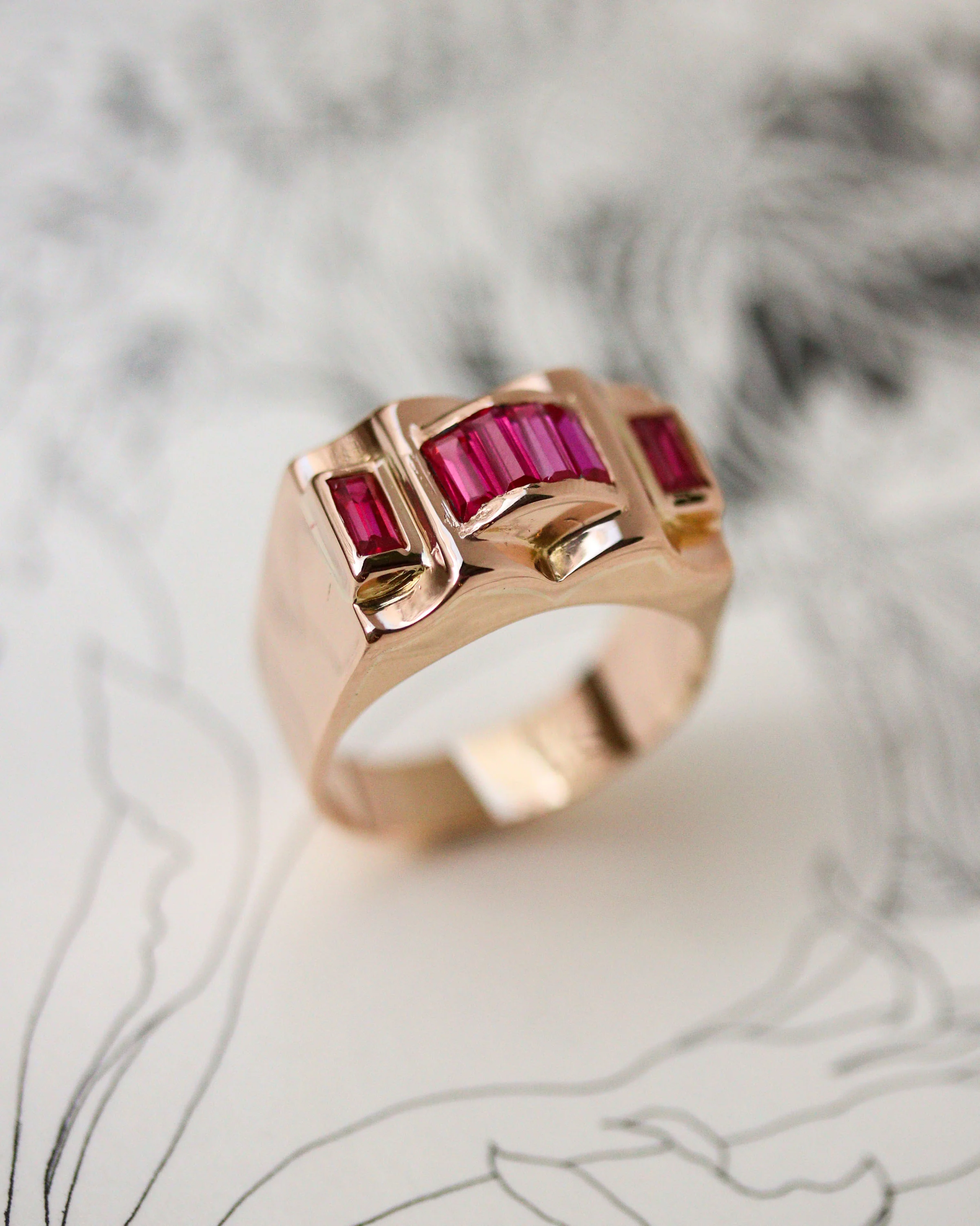 Bague Tank Or et Rubis Verneuil - Image 6