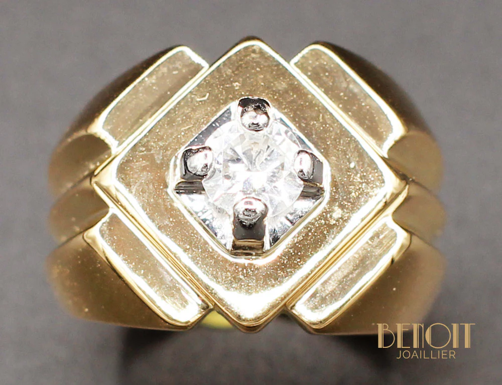 Bague Tank Or Jaune Diamant - Image 3