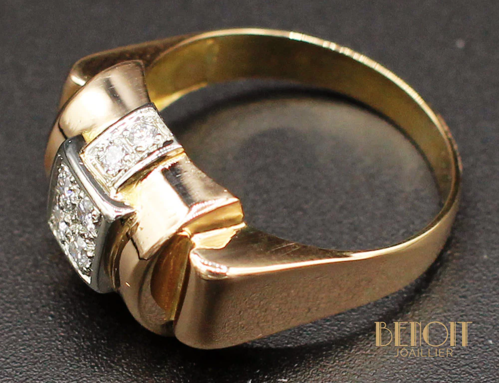 Bague Tank Or Jaune Diamants - Image 3
