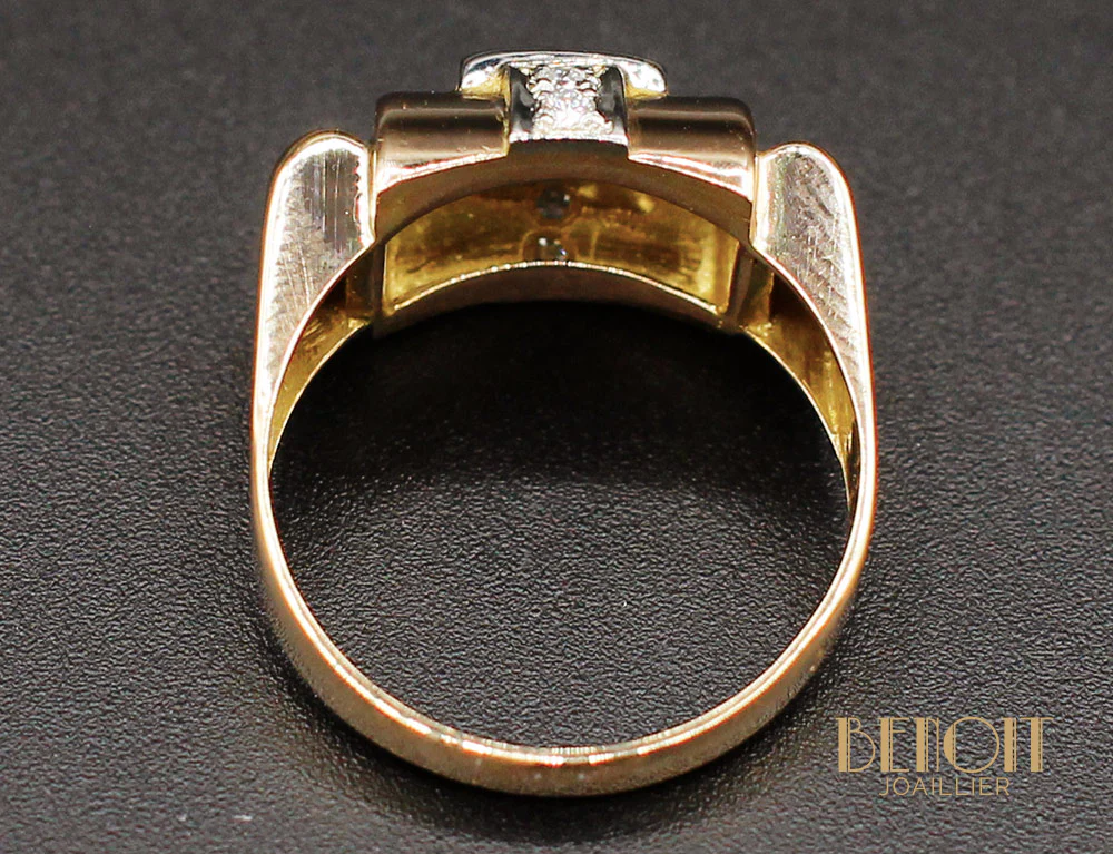 Bague Tank Or Jaune Diamants - Image 4