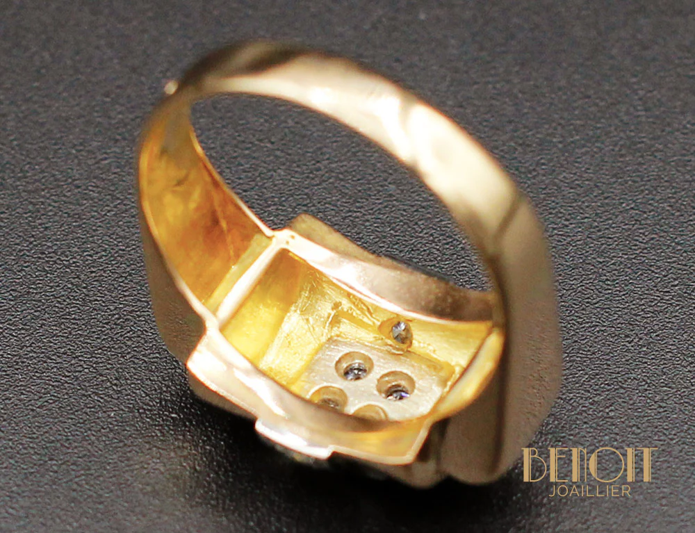 Bague Tank Or Jaune Diamants - Image 5