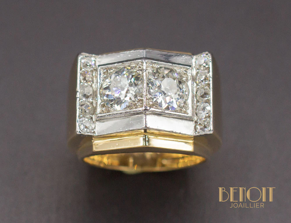 Bague Tank Or Jaune Diamants - Image 2