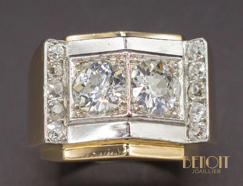 Bague Tank Or Jaune Diamants - Image 3