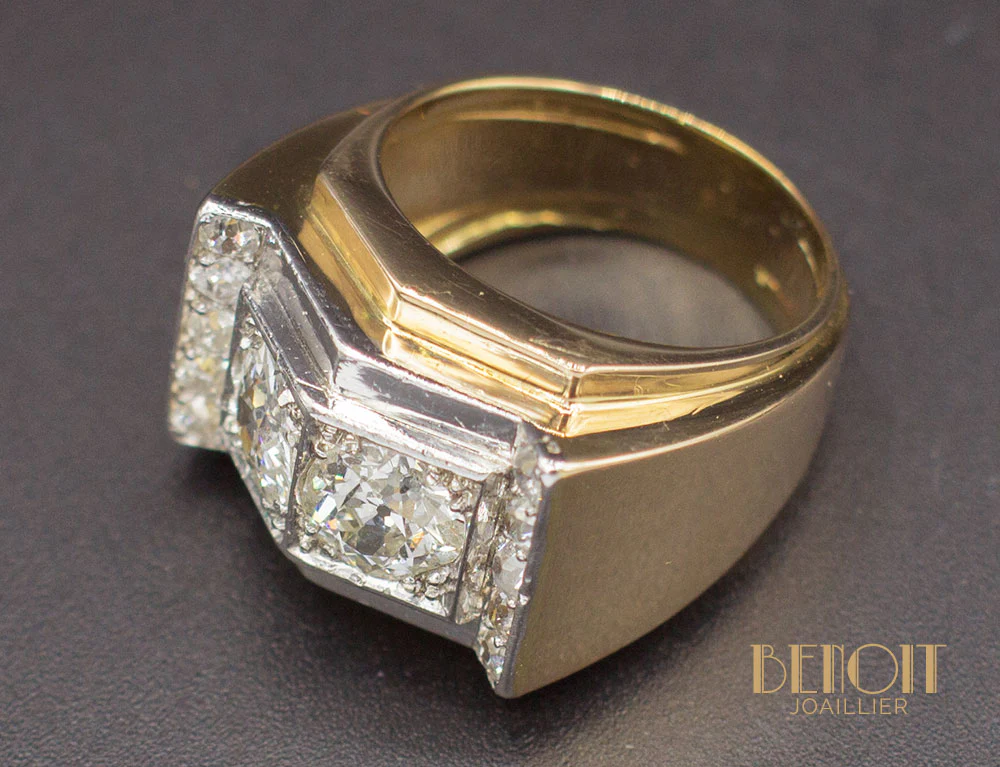 Bague Tank Or Jaune Diamants - Image 4