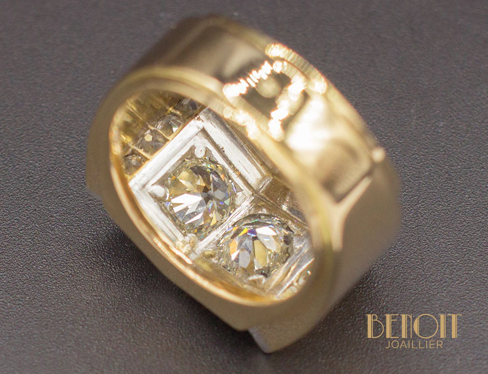 Bague Tank Or Jaune Diamants - Image 6