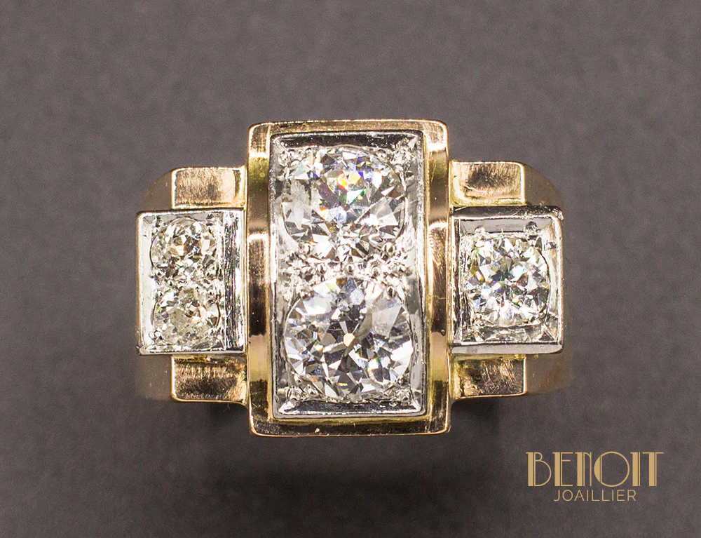 Bague Tank Or Jaune Diamants - Image 3