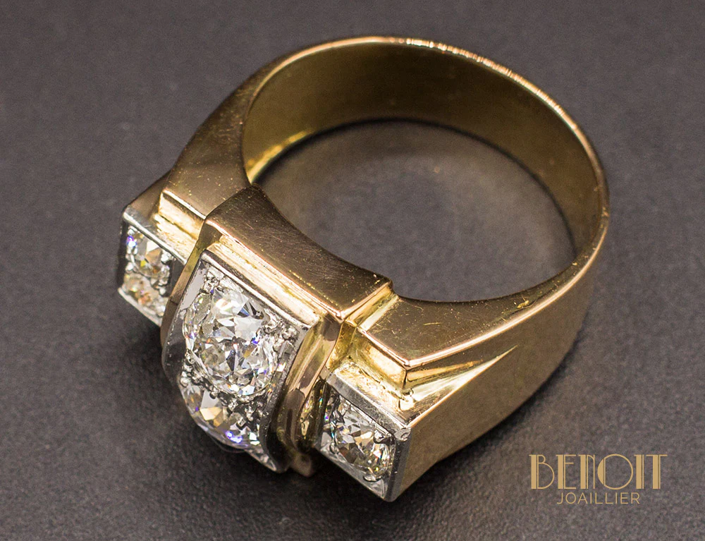 Bague Tank Or Jaune Diamants - Image 4