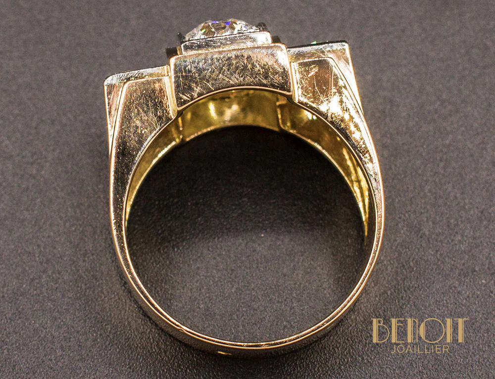 Bague Tank Or Jaune Diamants - Image 5