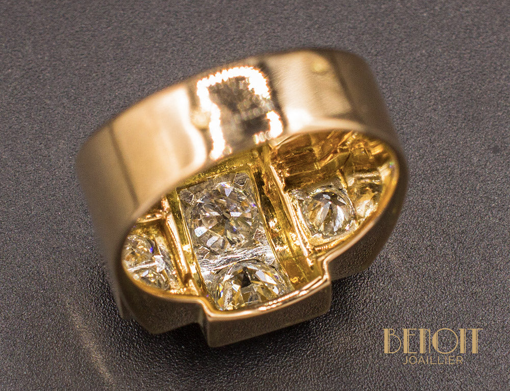 Bague Tank Or Jaune Diamants - Image 6