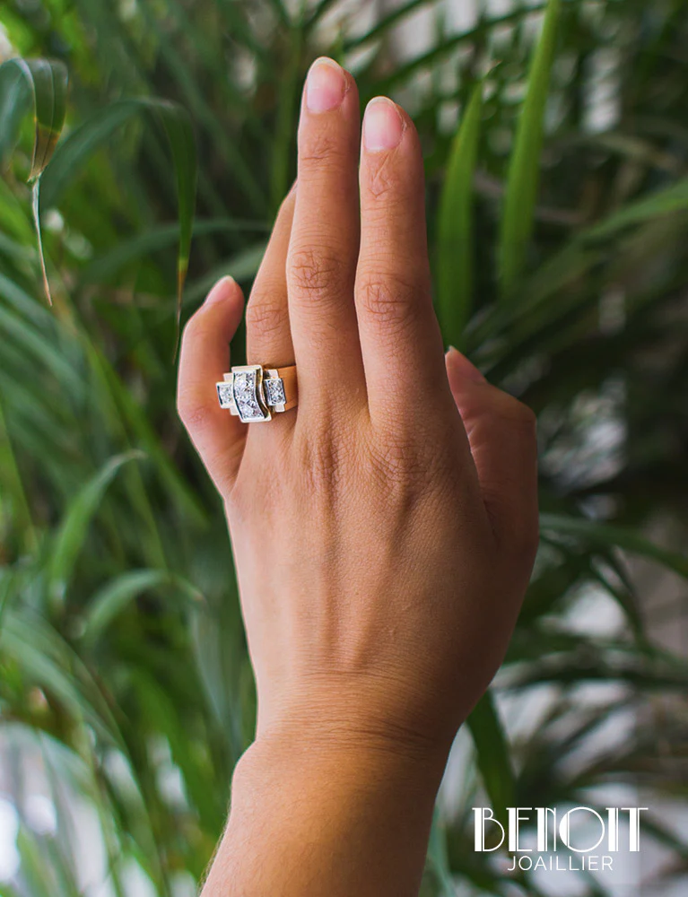 Bague Tank Or Jaune Diamants - Image 7