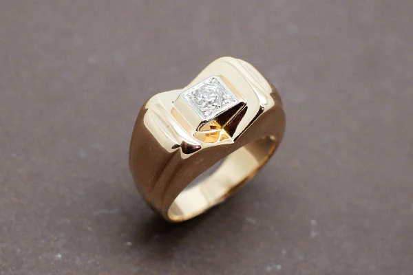 Bague Tank Or Jaune et Diamant