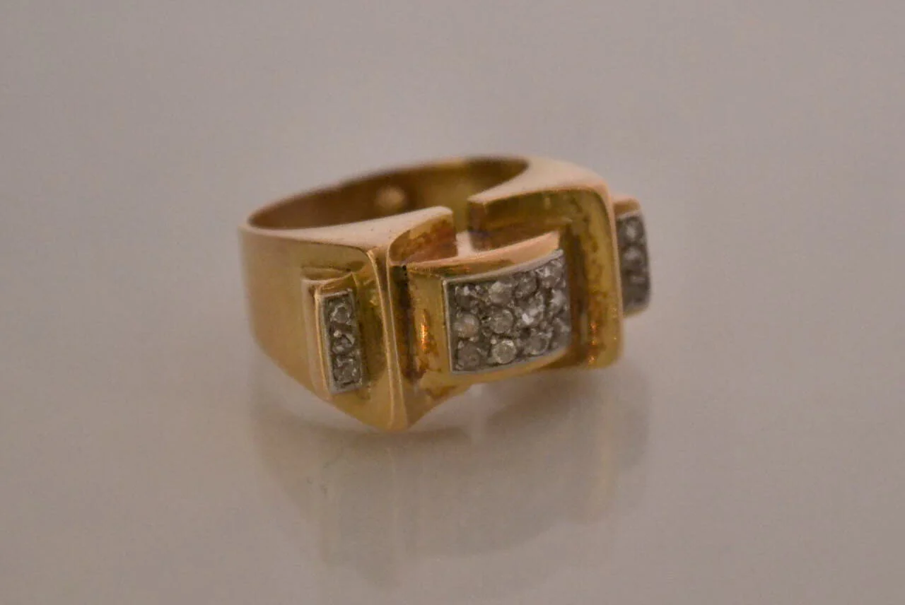 Bague Tank Or Jaune et Diamants