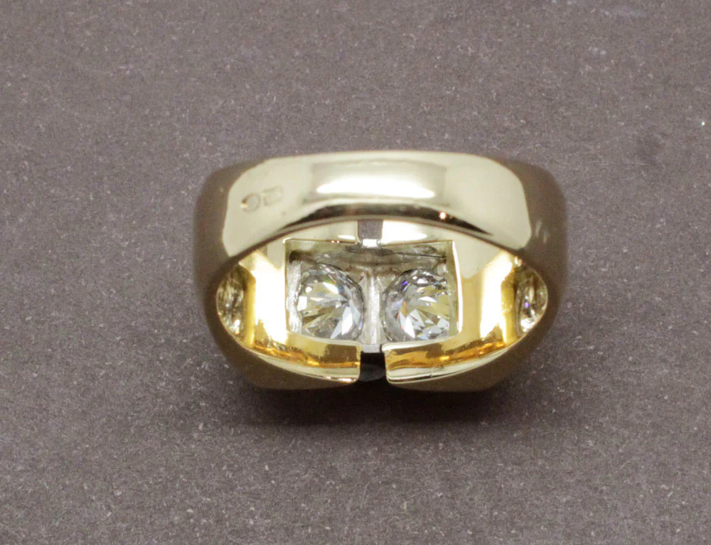 Bague Tank or Jaune et Diamants - Image 6