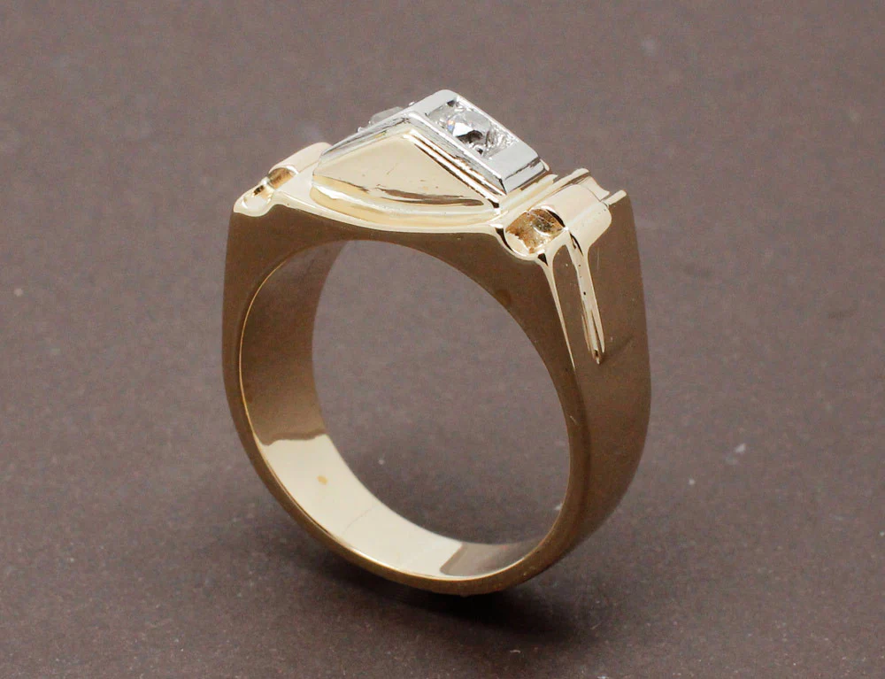 Bague Tank Or Jaune Platine et Diamants - Image 3