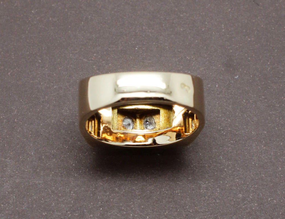 Bague Tank Or Jaune Platine et Diamants - Image 4