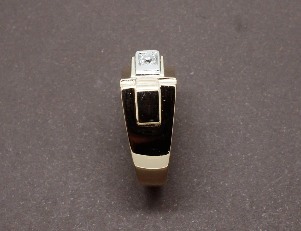 Bague Tank Or Jaune Platine et Diamants - Image 5