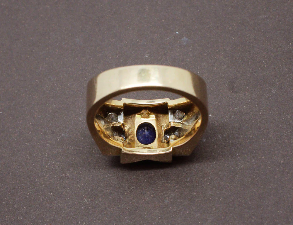 Bague Tank Or Jaune Platine Saphir et Diamants - Image 4