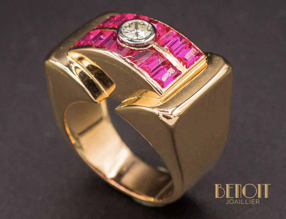 Bague Tank Or Rose Diamant - Image 4