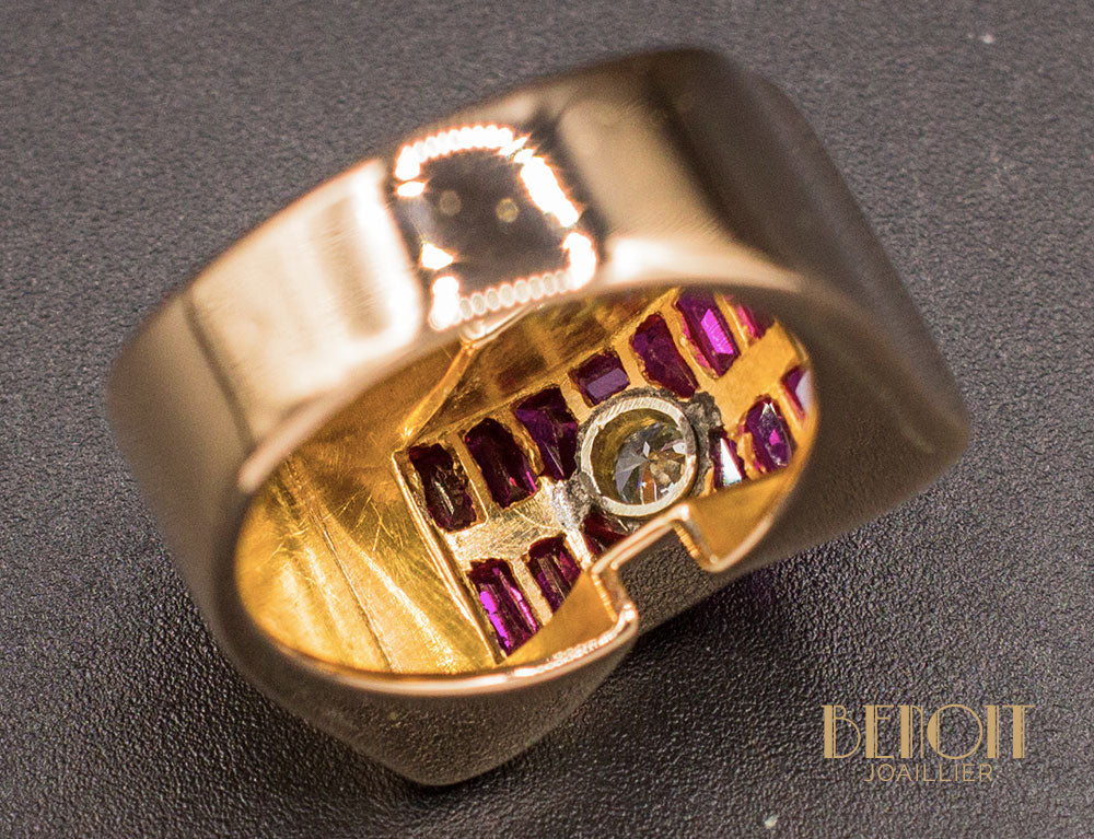 Bague Tank Or Rose Diamant - Image 7