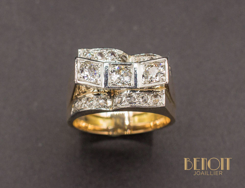 Bague Tank Or Rose Diamants - Image 2