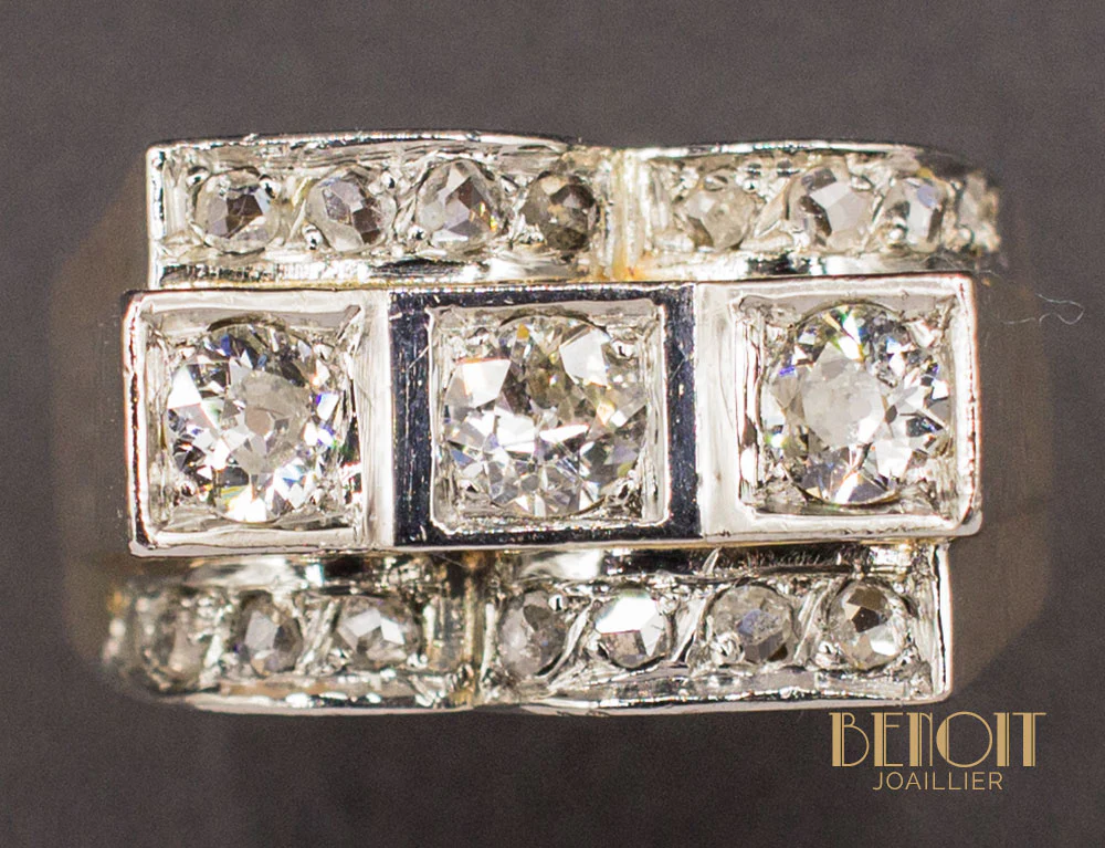 Bague Tank Or Rose Diamants - Image 3