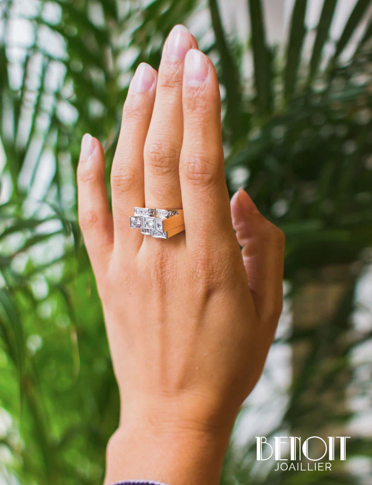 Bague Tank Or Rose Diamants - Image 7