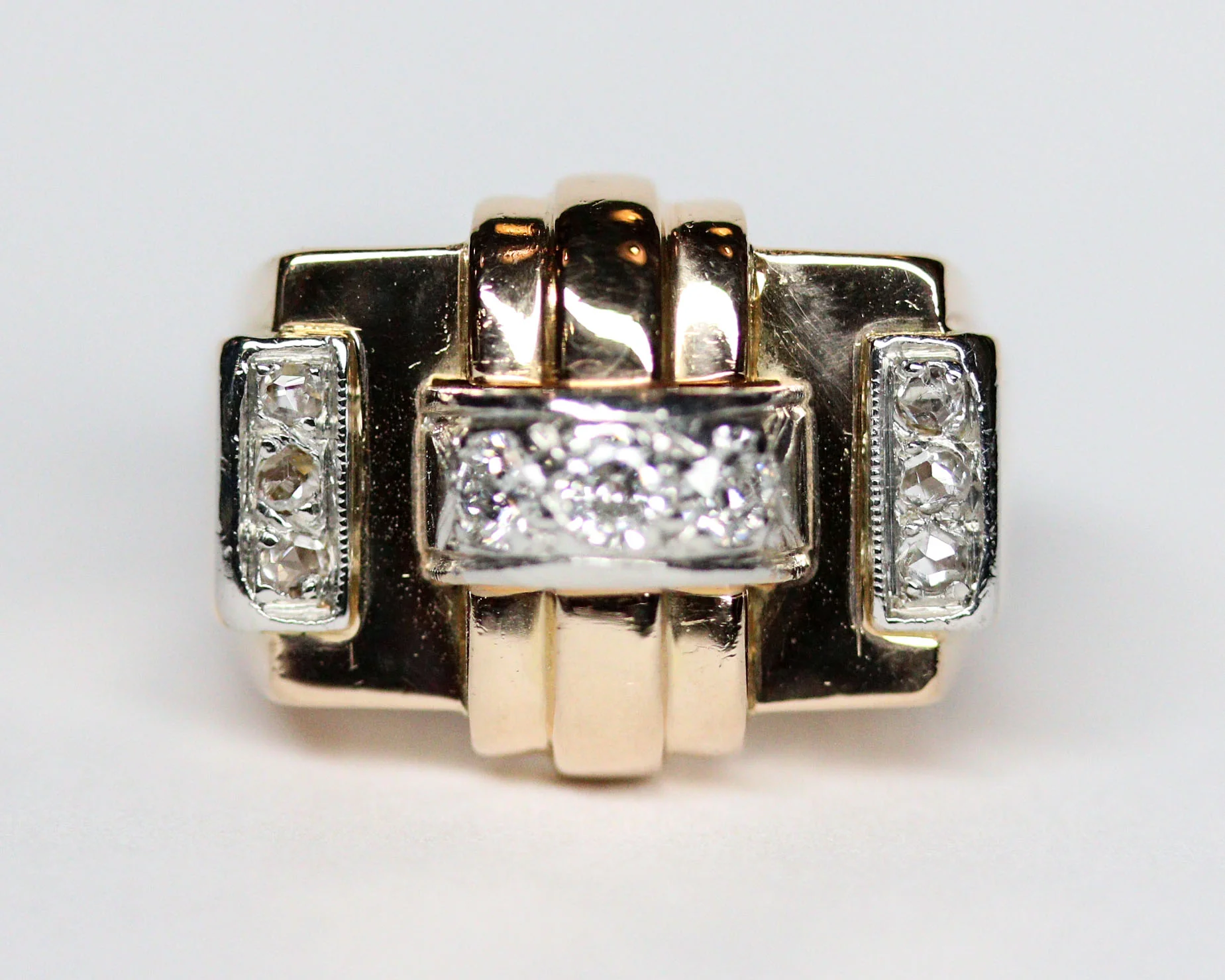 Bague Tank Or jaune et Blanc Diamants - Image 6