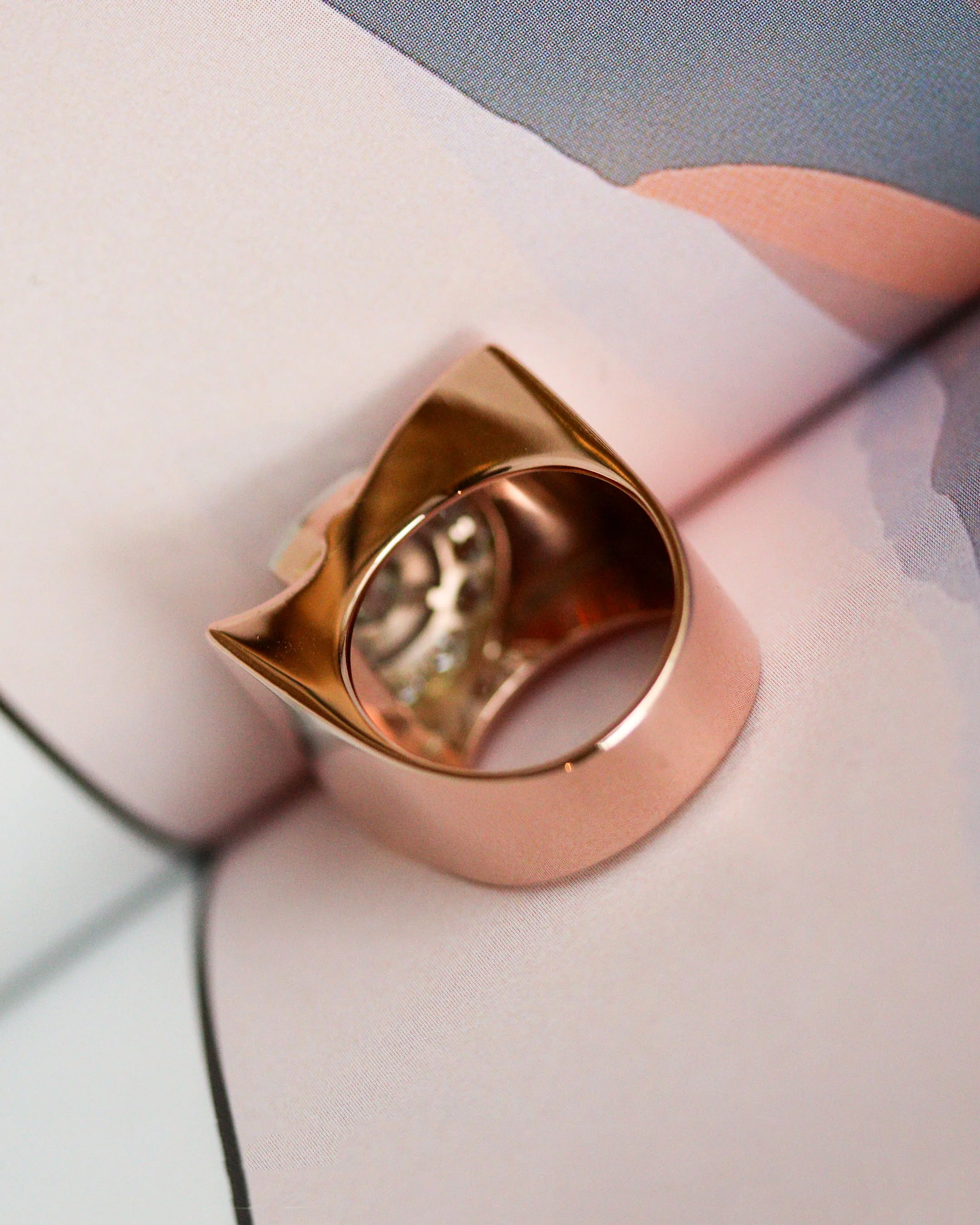 Bague Tank Or Rouge et Diamants - Image 4