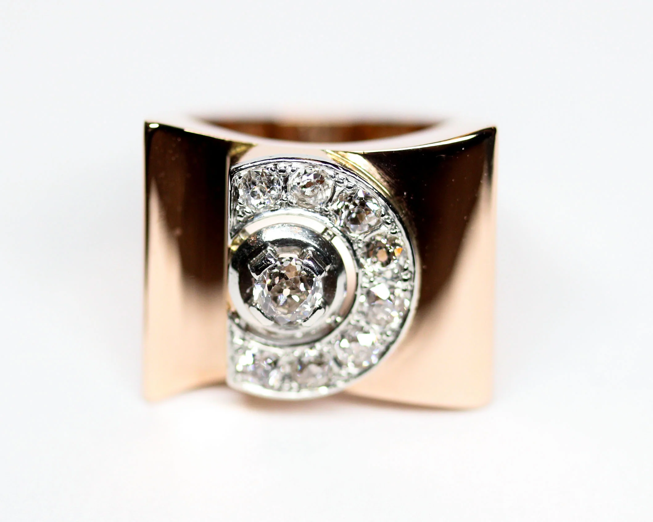 Bague Tank Or Rouge et Diamants - Image 7