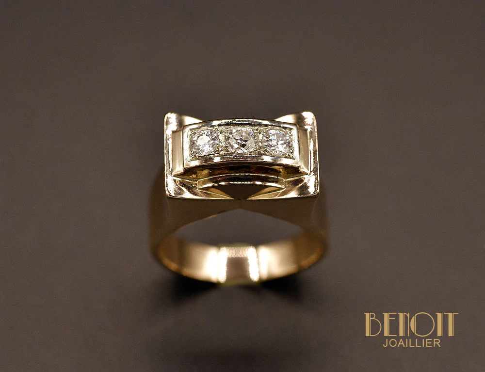 Bague Tank Or Rose et Diamants - Image 2