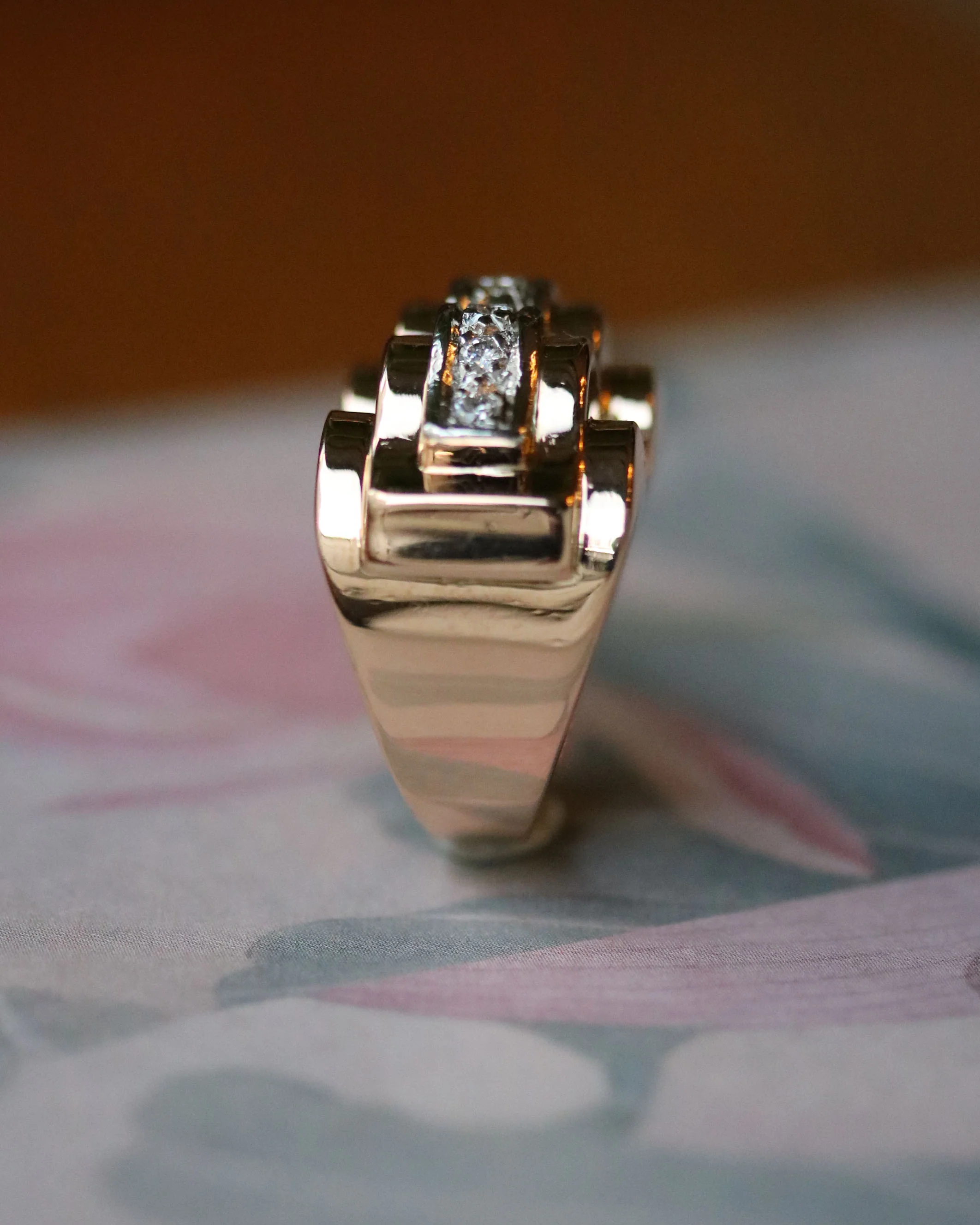 Bague Tank Or Rose platine et Diamants - Image 2