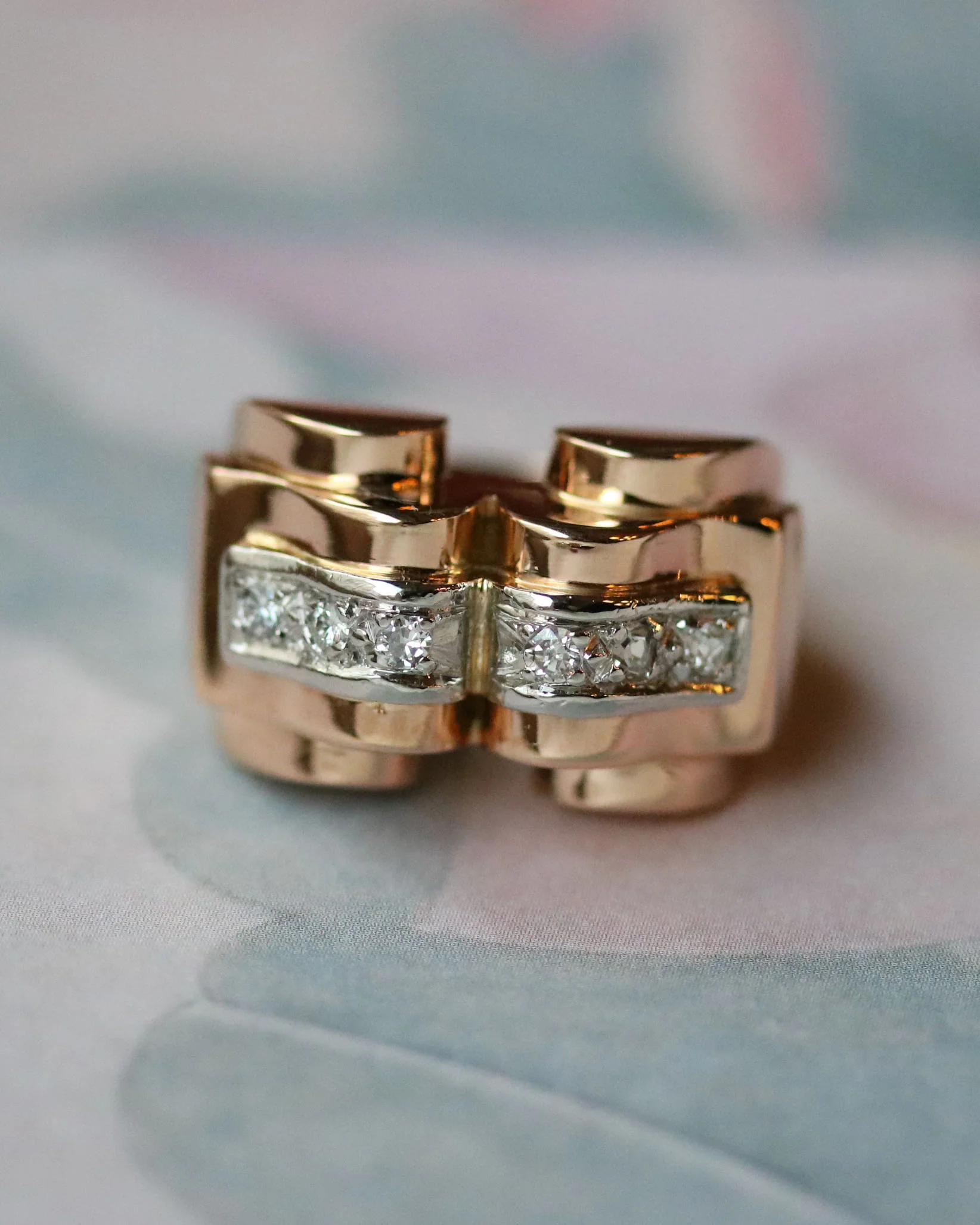Bague Tank Or Rose platine et Diamants - Image 3