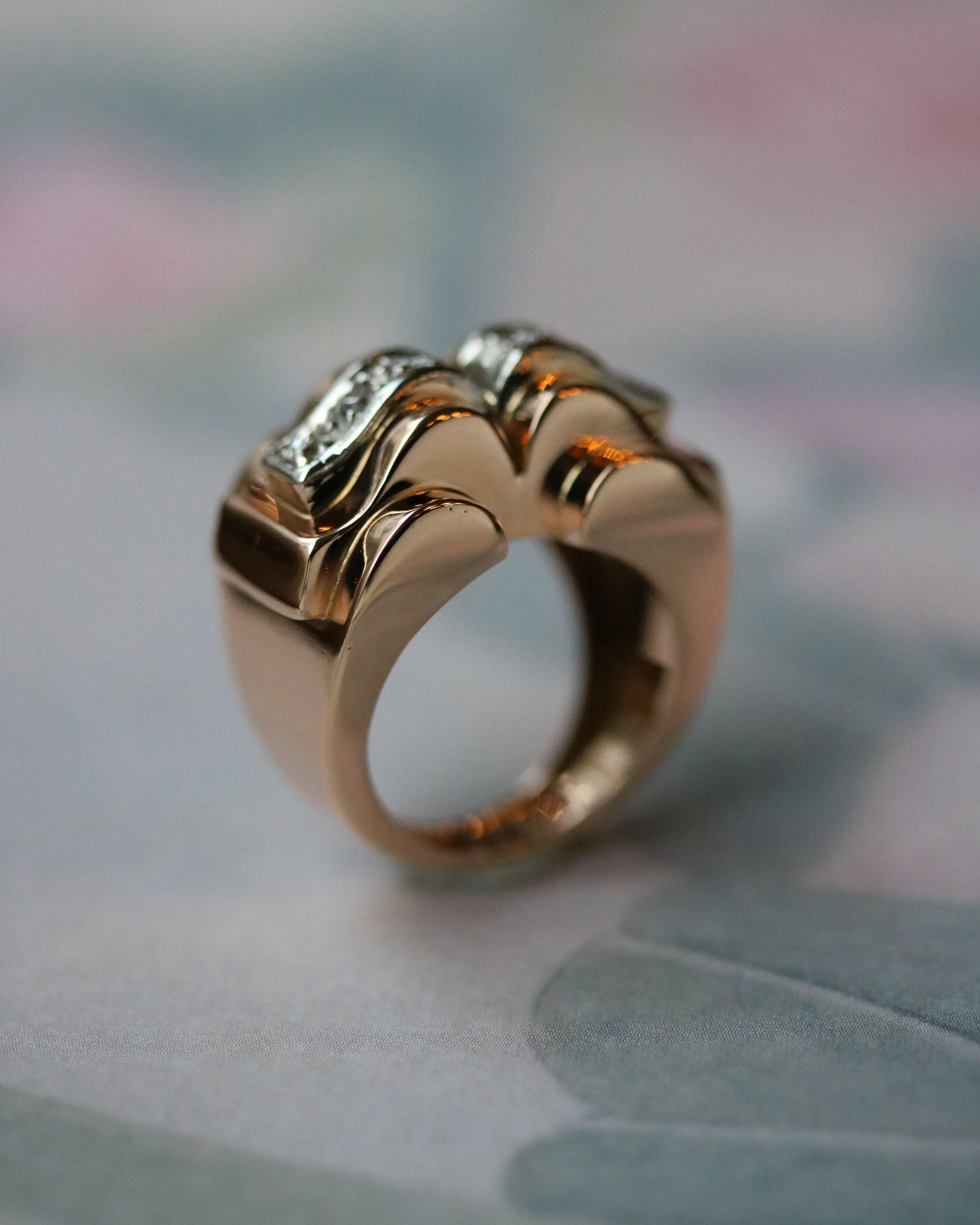 Bague Tank Or Rose platine et Diamants - Image 6