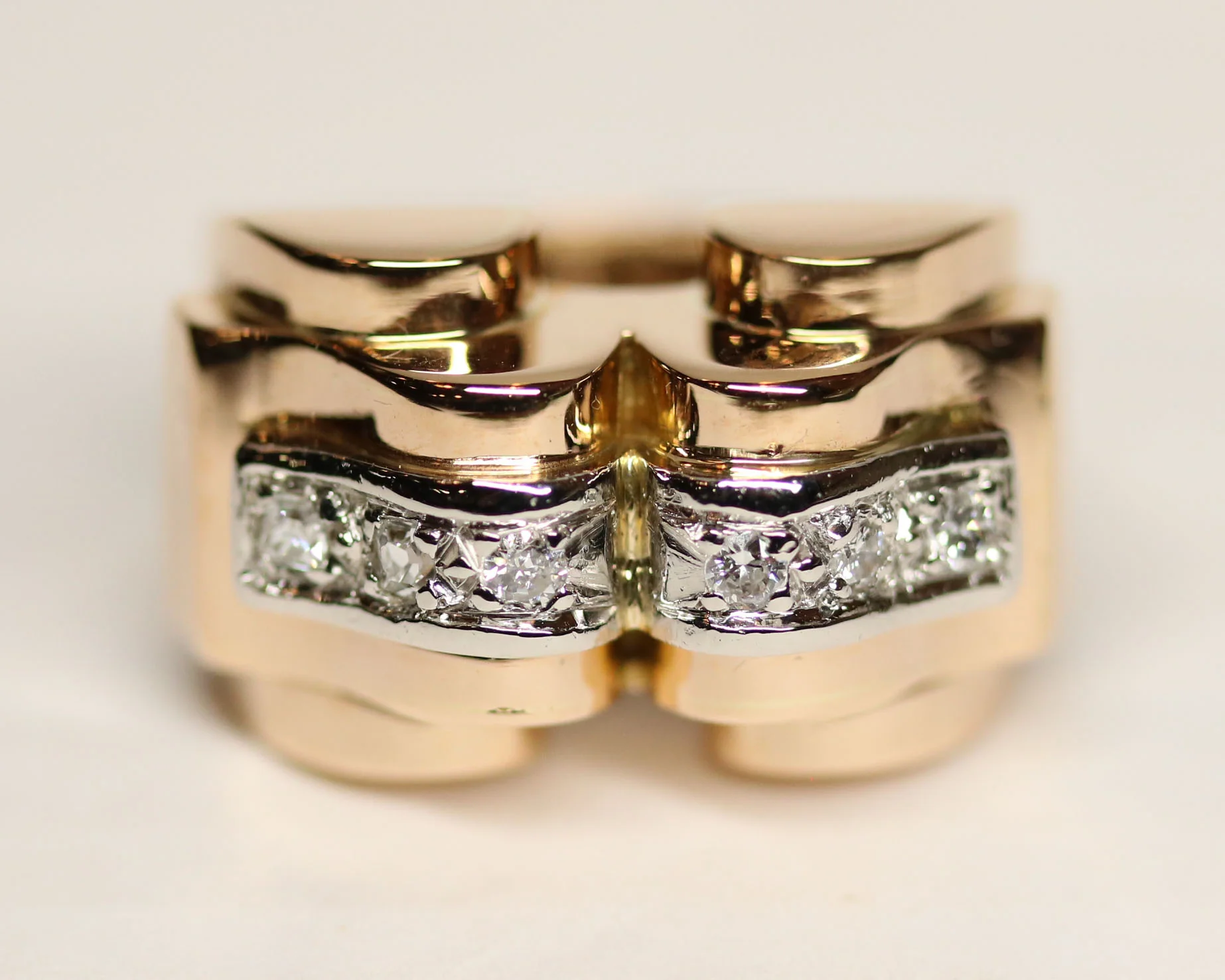 Bague Tank Or Rose platine et Diamants - Image 9
