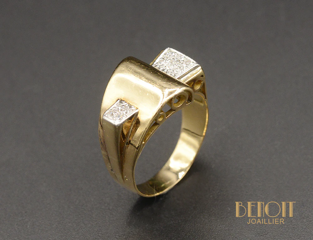 Bague Tank Pavage Diamants