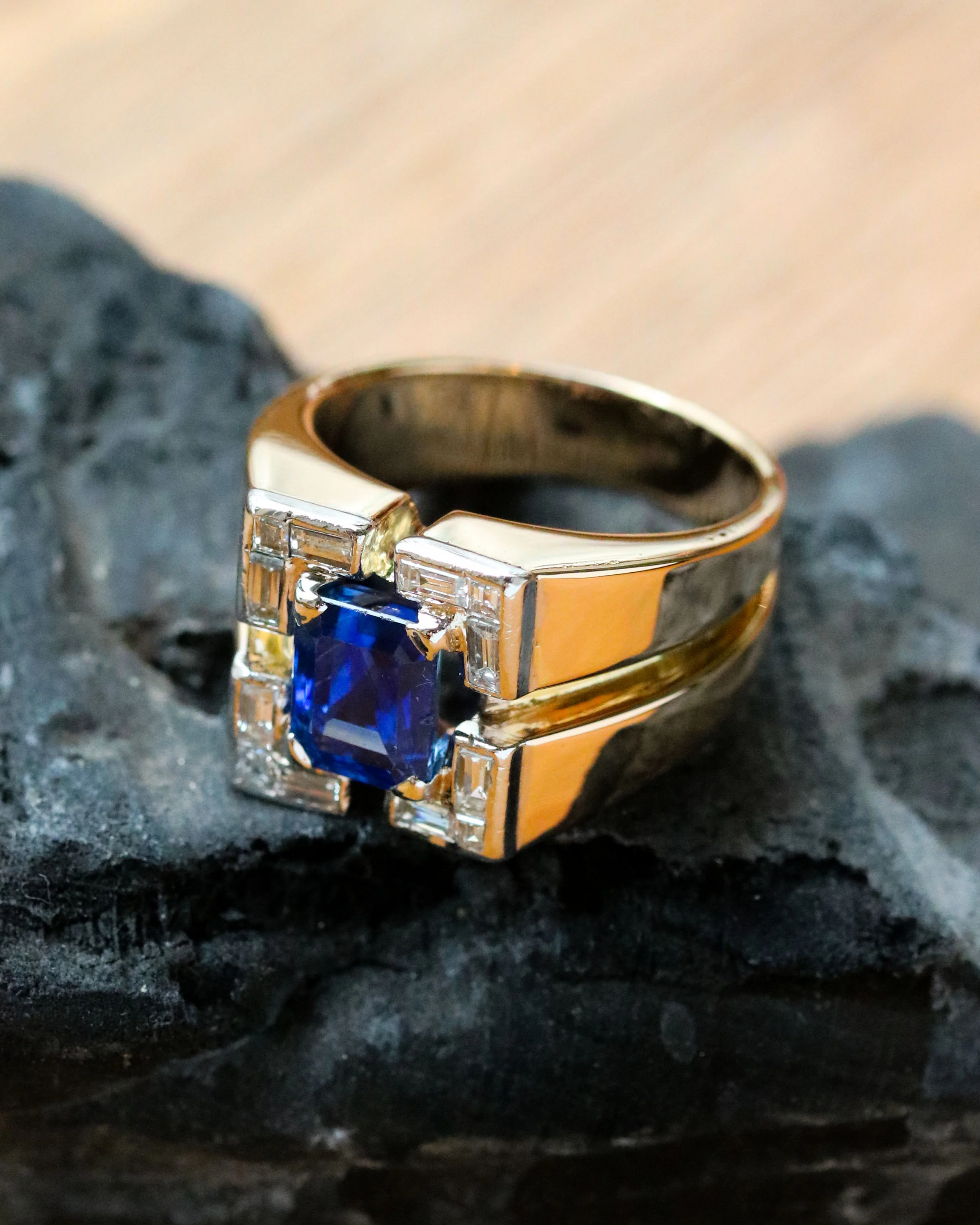 Bague Tank Saphir et Diamants