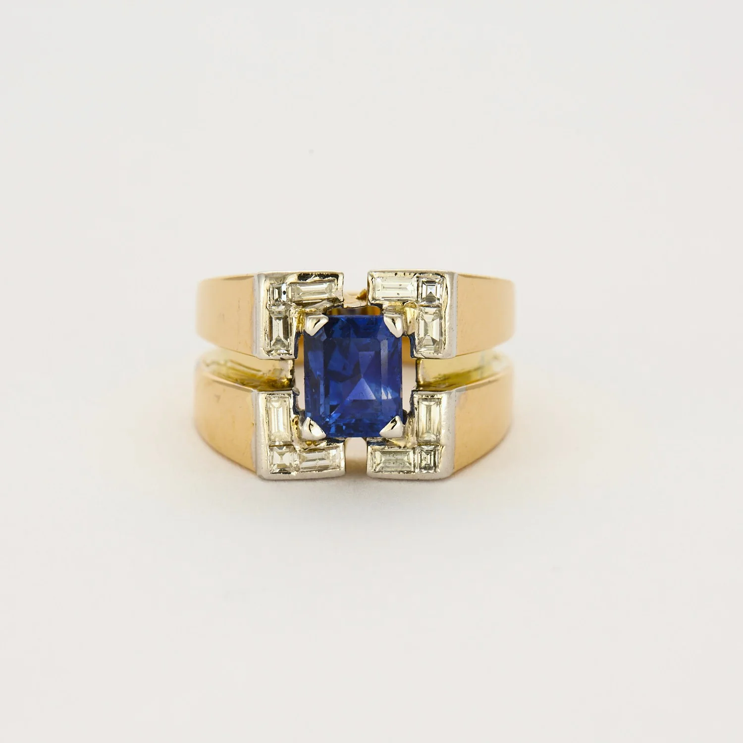 Bague Tank Saphir et Diamants - Image 3