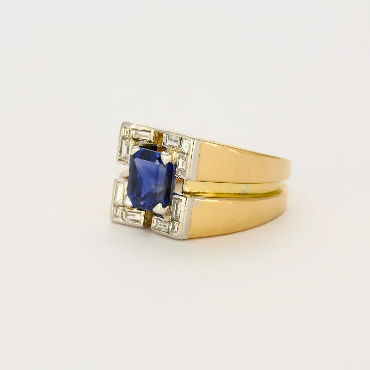 Bague Tank Saphir et Diamants - Image 4
