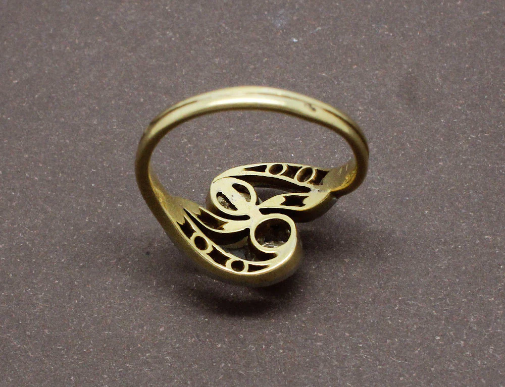 Bague Toi et Moi Ancien Perle et Diamant - Image 4