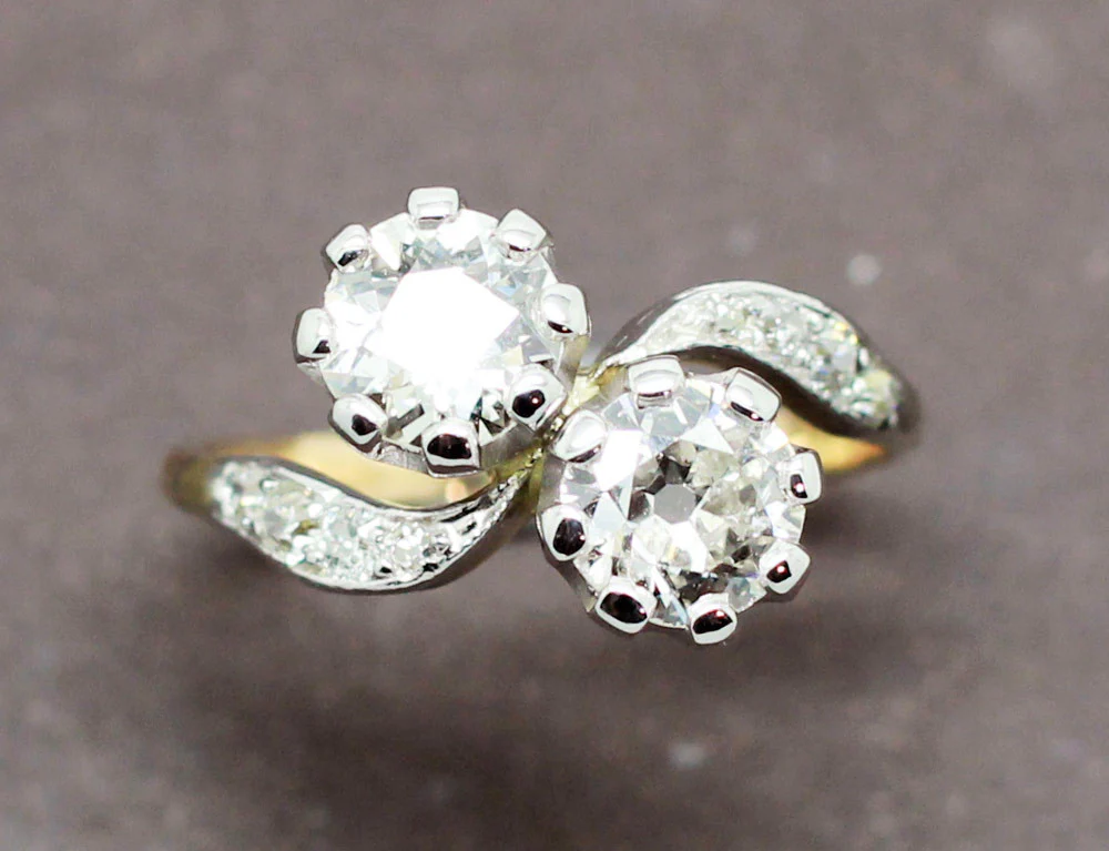 Bague Toi et Moi Ancienne Diamants - Image 3