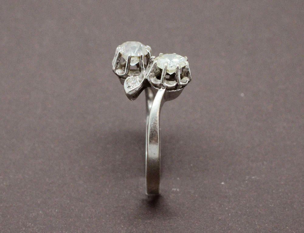 Bague Toi et Moi Ancienne Diamants 1 Carat - Image 3