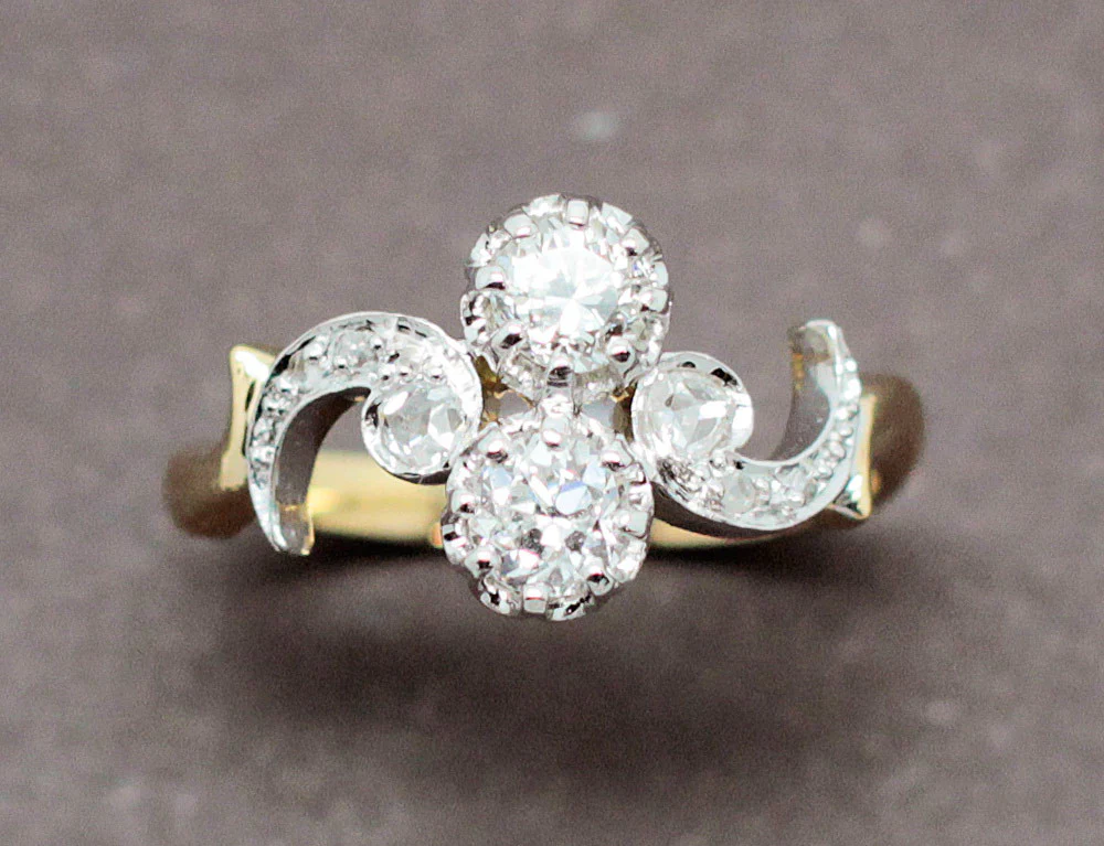 Bague Toi et Moi Ancienne Diamants - Image 3