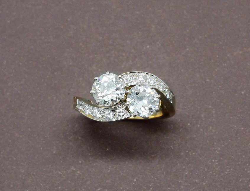 Bague Toi et Moi Diamants Or et Platine - Image 2
