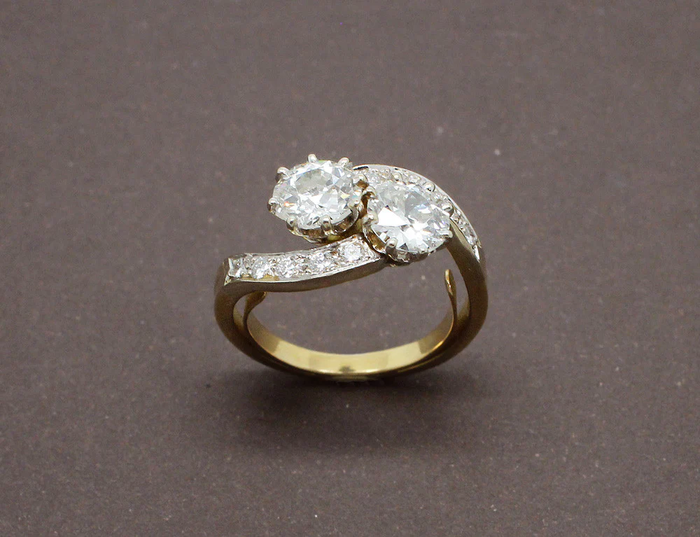 Bague Toi et Moi Diamants Or et Platine - Image 5