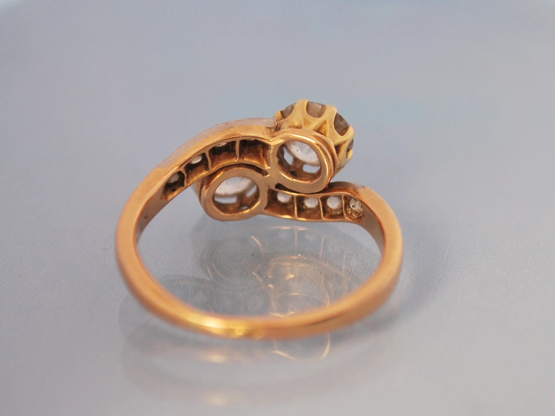 Bague "toi et moi" diamant et or blanc et or jaune - Image 3
