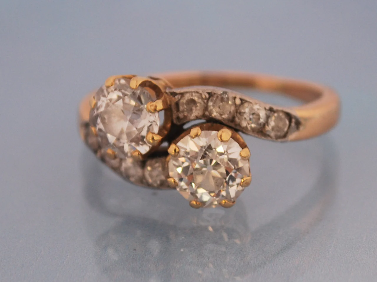 Bague "toi et moi" diamant et or blanc et or jaune - Image 4